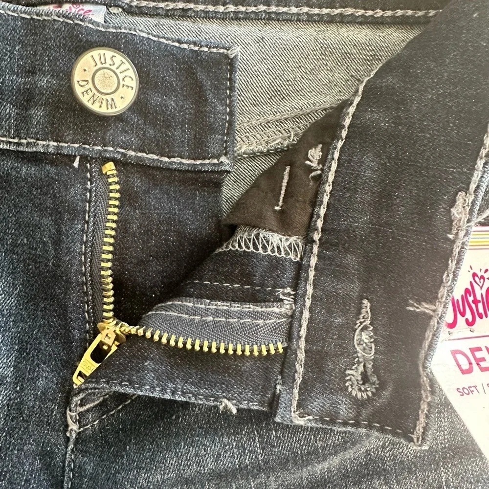 Justice Girls Girlfriend Jeans Size 10 | Rainbow Sequin Distressed Denim (1218)